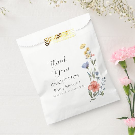 Waterverf Wildbloem Baby shower Bedankzakje (Gezegeld)