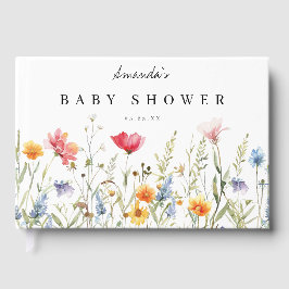 Waterverf Wildbloem Baby shower Gastenboek