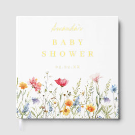 Waterverf Wildbloem Baby shower Gastenboek