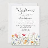 Waterverf Wildbloem Baby shower Kaart (Voorkant)