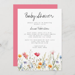 Waterverf Wildbloem Baby shower Kaart
