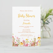 Waterverf Wildbloem Baby shower Kaart (Staand voorkant)