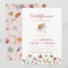 Waterverf Wildbloem Baby shower Kaart