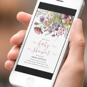 Waterverf Wildbloem Baby shower Kaart