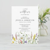 Waterverf Wildbloem Baby shower Kaart (Staand voorkant)