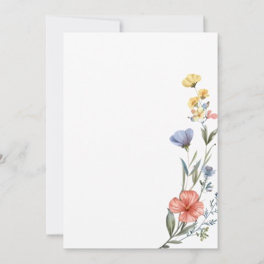 Waterverf Wildbloem Baby shower Kaart (Achterkant)