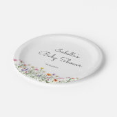 Waterverf Wildbloem Baby shower Papieren Bordje (Gekanteld)