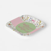 Waterverf Wildbloem Baby shower Papieren Bordje (Gebogen)