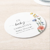 Waterverf Wildbloem Baby shower Ronde Kartonnen Onderzetter (Gebogen)
