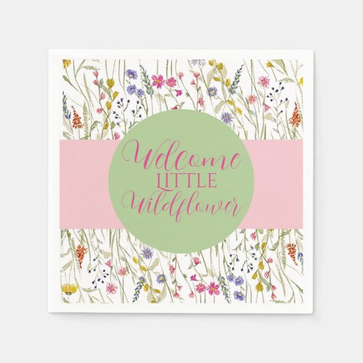 Waterverf Wildbloem Baby shower Servet (Voorkant)