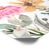 Waterverf Wildbloem Baby shower Welkomstteken Poster (Hoek)