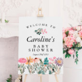 Waterverf Wildbloem Baby shower Welkomstteken Poster
