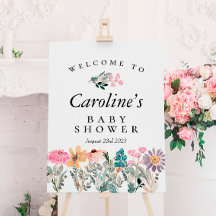 Waterverf Wildbloem Baby shower Welkomstteken