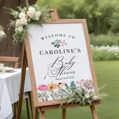 Waterverf Wildbloem Baby shower Welkomstteken Poster