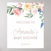 Waterverf Wildbloem Baby shower Welkomstteken Poster (Voorkant)