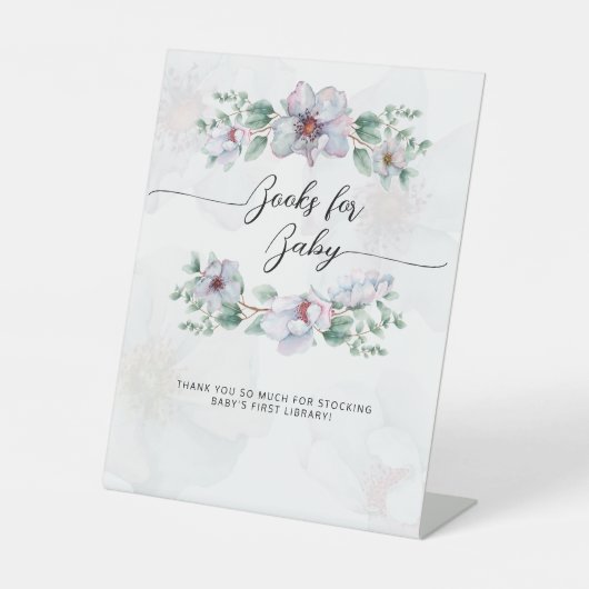 Waterverf wildbloem bloei boeken gast  reclamebord met voetstuk (Voorkant)