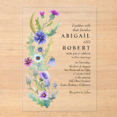 Waterverf Wildbloem Bloemen arrangement Bruiloft Acryl Uitnodigingen (Voorkant)