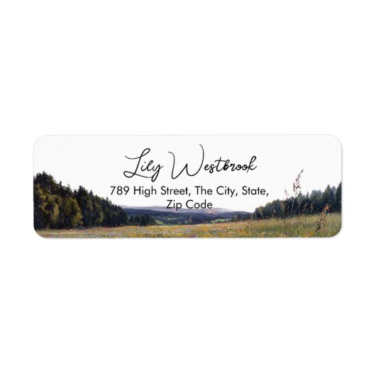 Waterverf Wildbloem Bloemige Elegante Script Etiket (Voorkant)