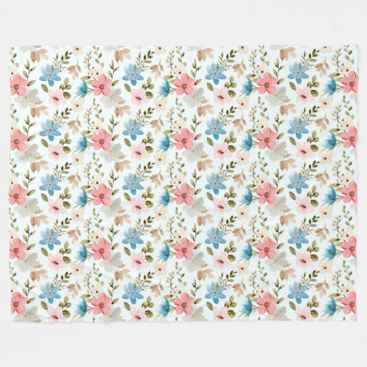 Waterverf Wildbloem Bloempatroon Fleece Deken (Voorkant (Horizontaal))
