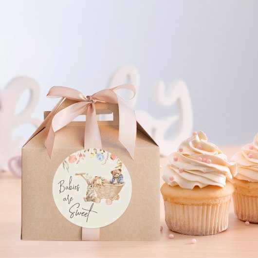 Waterverf Wildbloem Boho Kwekerij Baby shower Ronde Sticker