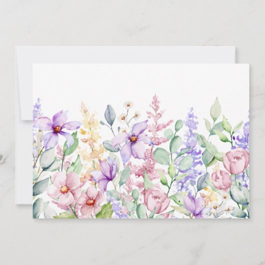 Waterverf Wildbloem | Botanisch Baby shower IV Kaart (Achterkant)