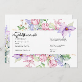 Waterverf Wildbloem | Botanisch Baby shower IV Kaart