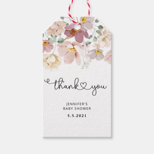 Waterverf wildbloem dank u label cadeaulabel (Voorkant)