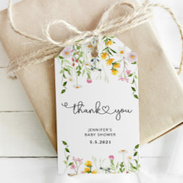 Waterverf wildbloem dank u label cadeaulabel