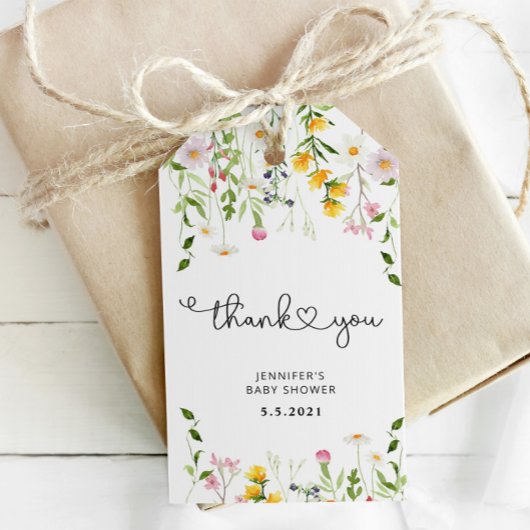 Waterverf wildbloem dank u label cadeaulabel