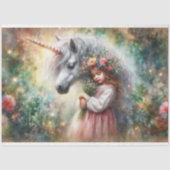 Waterverf Wildbloem Fantasy Eenhoorn Decoupage  Tissuepapier (Voorkant)