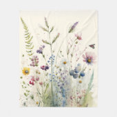 Waterverf Wildbloem Fleece Deken (Voorkant)