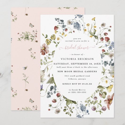 Waterverf Wildbloem | Florence-Vrijgezellenfeest Kaart (Voorkant / Achterkant)