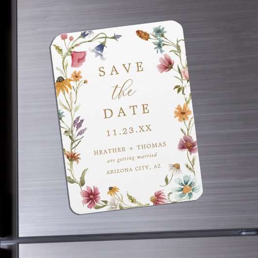 Waterverf Wildbloem Foto Save the Date Magneet