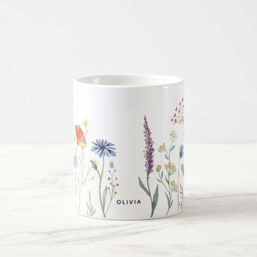 Waterverf Wildbloem Gepersonaliseerd Koffiemok (Center)
