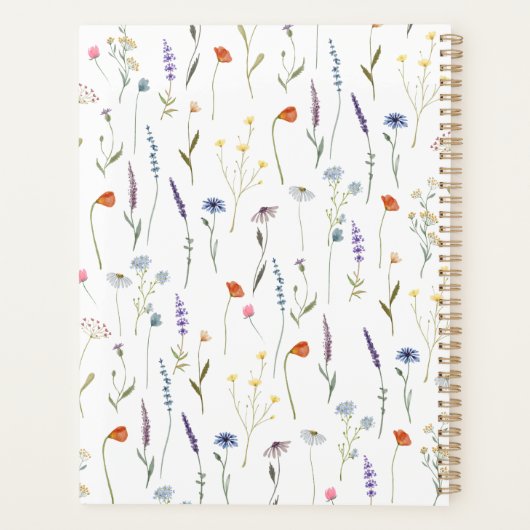 Waterverf Wildbloem Gepersonaliseerd Planner (Achterkant)