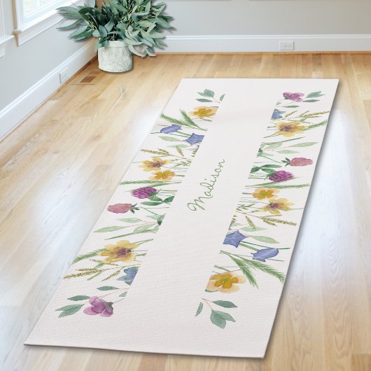 Waterverf Wildbloem Gepersonaliseerd Yogamat
