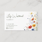 Waterverf Wildbloem Groen Moderne Elegante Script Klantenkaartje (Voorkant)
