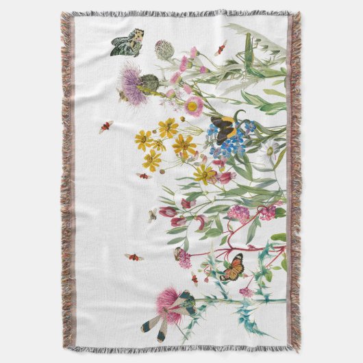 Waterverf Wildbloem Insecten Floral Spring Garden Deken (Voorkant Verticaal)