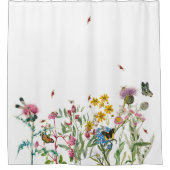 Waterverf Wildbloem Insecten Floral Spring Garden Douchegordijn (Voorkant)