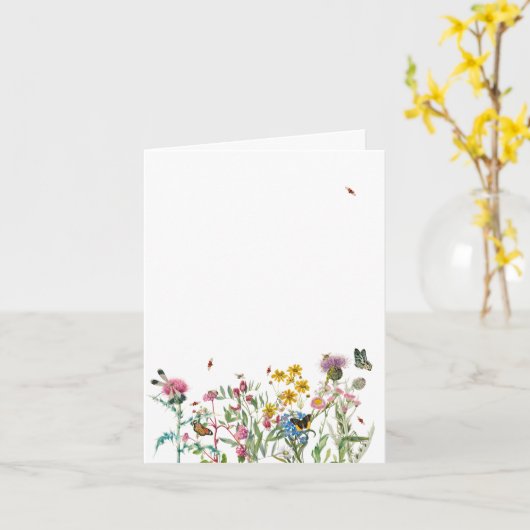 Waterverf Wildbloem Insecten Floral Spring Garden Kaart (Gele Bloem)