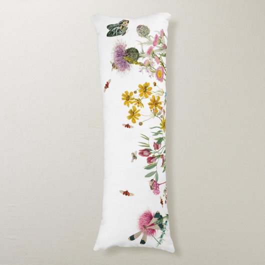 Waterverf Wildbloem Insecten Floral Spring Garden Lichaamskussen (Voorkant Verticaal)