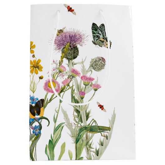 Waterverf Wildbloem Insecten Floral Spring Garden Medium Cadeauzakje (Voorkant)