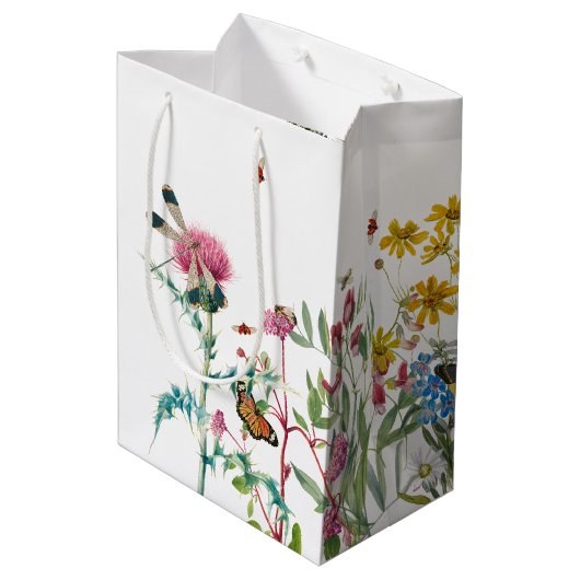 Waterverf Wildbloem Insecten Floral Spring Garden Medium Cadeauzakje (Achterkant Gekanteld)
