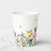 Waterverf Wildbloem Insecten Floral Spring Garden Papieren Bekers (Voorkant)