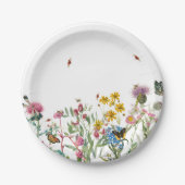 Waterverf Wildbloem Insecten Floral Spring Garden Papieren Bordje (Voorkant)