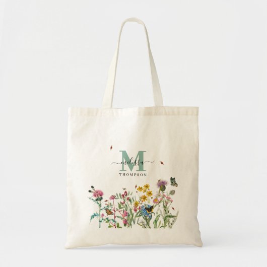 Waterverf Wildbloem Insecten Floral Spring Garden Tote Bag (Voorkant)