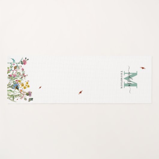 Waterverf Wildbloem Insecten Floral Spring Garden Yogamat (Voorkant (horizontaal))