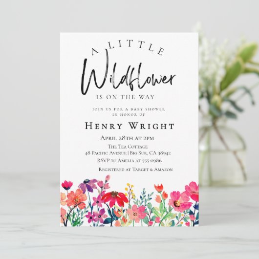 Waterverf Wildbloem Kaart (Staand voorkant)