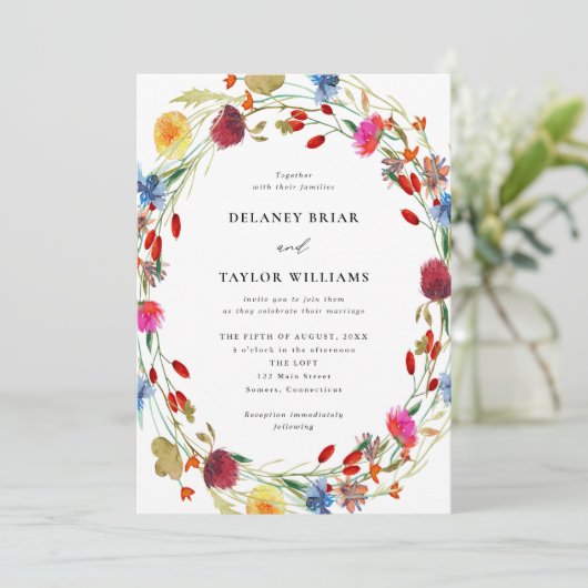 Waterverf Wildbloem met één weddenschap Kaart (Staand voorkant)