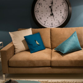 Waterverf wildbloem monogram oceaanblauw kussen